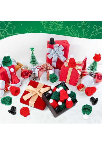 16 Mini Örgü Noel Şapkası ve 16 Siyah Plastik Noel Şapkası (Yurt Dışından) modelleri
