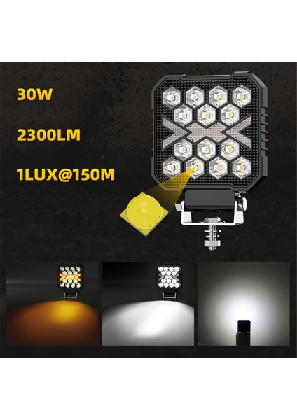 Kamyon Için 4 Inç LED Çalışma Işıkları 30W Beyaz Amber Çalışma Işığı (Yurt Dışından)