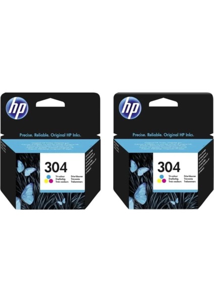 Hp 304-N9K05AE Iki Adet Renkli Orijinal Mürekkep Kartuş Seti