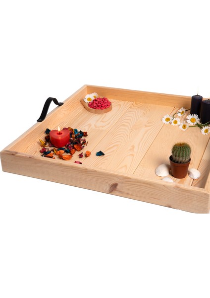 Dekoratif Tepsi - Sunumluk Tepsi - 60X60CM - Massih Çam Ahşap modelleri