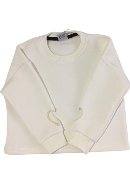 Kız Çocuk Kalp Kesim %100 Pamuk Kol Yanları Şerit Detaylı Sweatshirt Eşofman Alt Üst Takım fiyatları