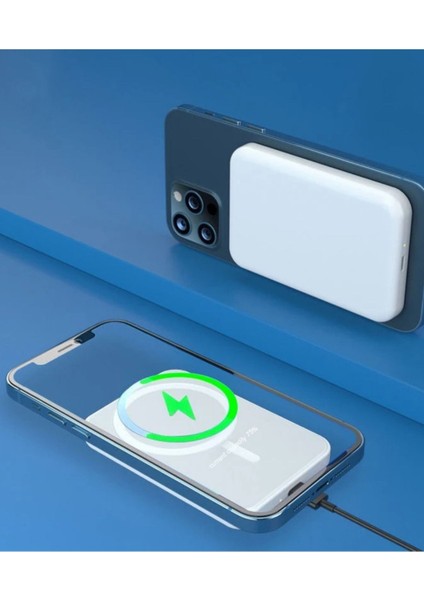 Magsafe 5000 Mah Powerbank Kablosuz Şarj Cihazı iPhone Uyumlu Wireless Şarj