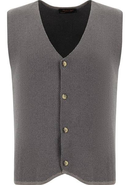 V Yaka Pamuklu Kaşmirli Triko Yelek