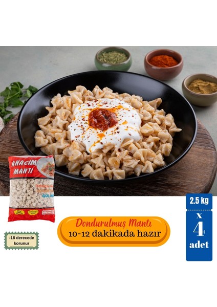 Anacım Eko Dondurulmuş Bohca Mantı 4 x 2.5 kg