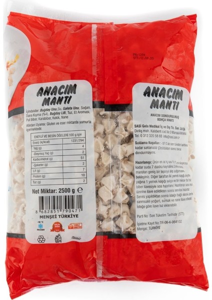 Anacım Eko Dondurulmuş Bohca Mantı 4 x 2.5 kg