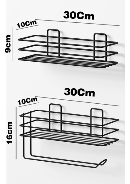 Gold Altın Kaplama Yapışkanlı Banyo Rafı 2 Li Set Kağıt Havlu Askılı Banyo Duş Organizer