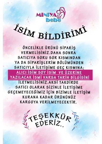 Pembe Çiçek Figürlü Isimli Baskılı Kız Bebek 3lü Hastane Çıkış Tulum