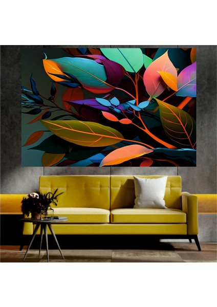 Yaprak Temalı Sanatsal Dekoratif Duvar Tablosu