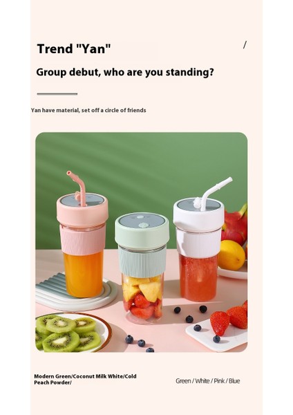 Meyve Sıkacağı Suyu Bardağı Doğa Sporları Taşınabilir Meyve Sıkacağı Blender Suyu Ezme Buz Pişirici El Mini Meyve Suyu Bardağı Blender Bardağı (Yurt Dışından)