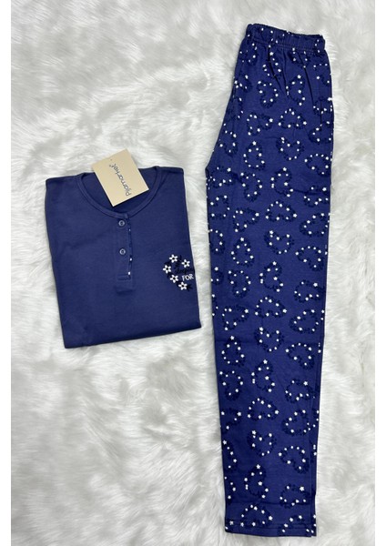 Pamuklu Penye Interlok Düğmeli Kadın Pijama Takımı