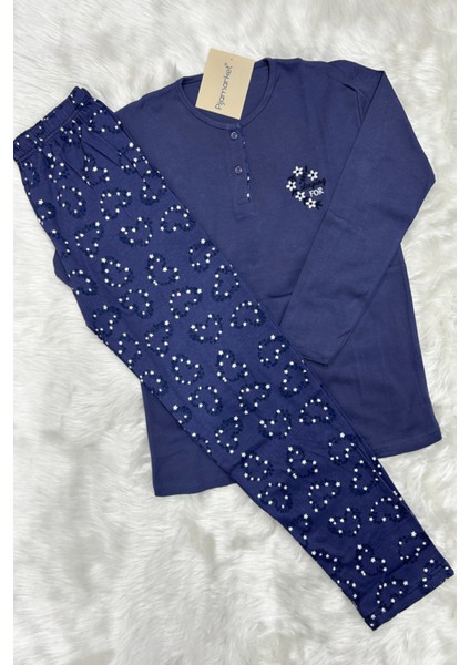 Pamuklu Penye Interlok Düğmeli Kadın Pijama Takımı