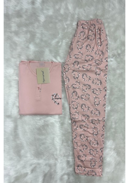 Pamuklu Penye Interlok Düğmeli Kadın Pijama Takımı