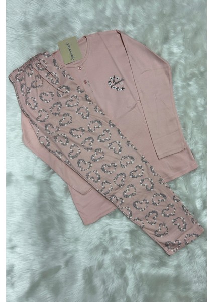 Pamuklu Penye Interlok Düğmeli Kadın Pijama Takımı