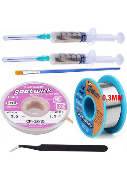 Mechanic Lehim Noclean SN63/PB37 40G 0,3mm Lehim Toplama CP-2015 Emme Teli 2,0mm 6lı Set2 Eğik