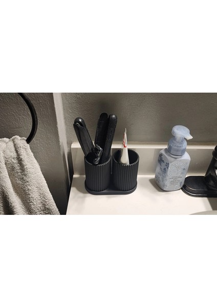 Modern Banyo Organizeri, Yivli Çift Diş Fırçası Tutucu Seti, Düzenleyici