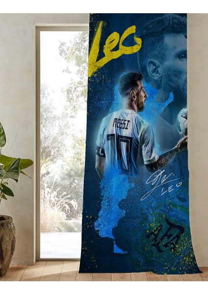Lionel Messi Leo Messi Dünya Yıldızı Dijital Baskılı Tek Kanat Fon Perde