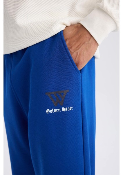 DeFactoFit Kalın Jogger Eşofman Altı NBA Golden State Warriors Standart Fit Beli Bağcıklı Cepli D3221AX24WN