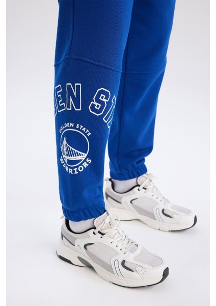 DeFactoFit Kalın Jogger Eşofman Altı NBA Golden State Warriors Standart Fit Beli Bağcıklı Cepli D3221AX24WN