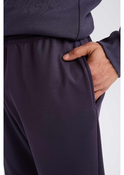 Fit Sporcu Jogger Eşofman Altı Standart Fit Basic Düz Cepli Beli Paçası Lastikli D3742AX24WN