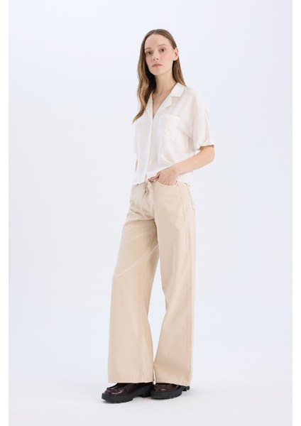Coool Gabardin Palazzo Pantolon Wide Leg Yüksek Bel Geniş Bol Paça E1794AX25SP