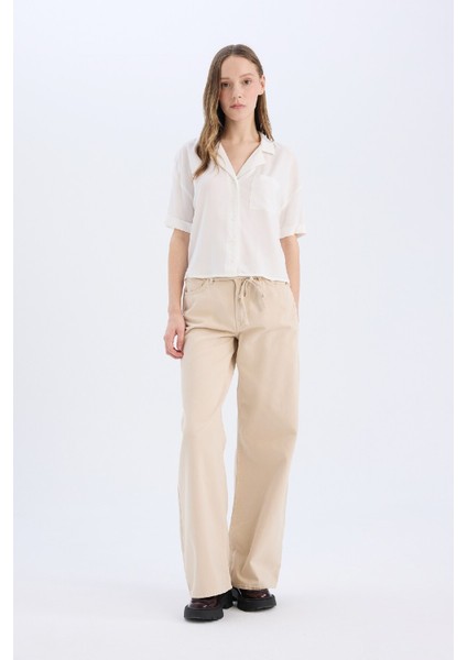 Coool Gabardin Palazzo Pantolon Wide Leg Yüksek Bel Geniş Bol Paça E1794AX25SP