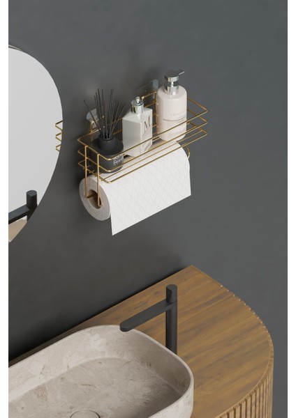 Home Gold Yapışkanlı Raflı Kağıt Rulo Havluluk Havlu Kağıltlık Banyo Mutfak Düzenleyici Raf modelleri