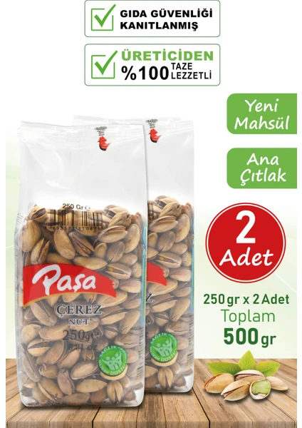 Paşa Kuruyemiş Kavrulmuş Antep Fıstığı 250 gr x 2 Adet (Toplam 500 gr)