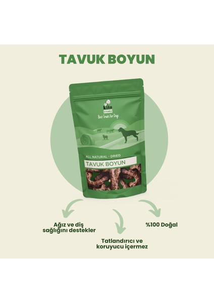 Tavuk Boyun Çiğnemelik Köpek Ödül Maması %100 Doğal, Glutensiz, Organik 100 gr