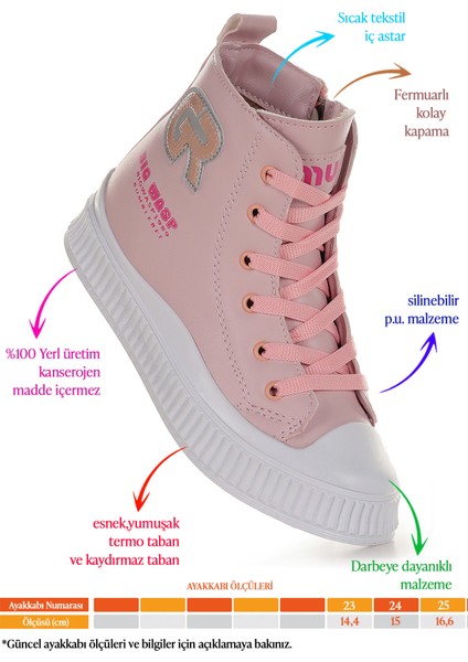 Wasp Fermuarlı Günlük Kız Çocuk Bot Ayakkabı Pudra fiyatları