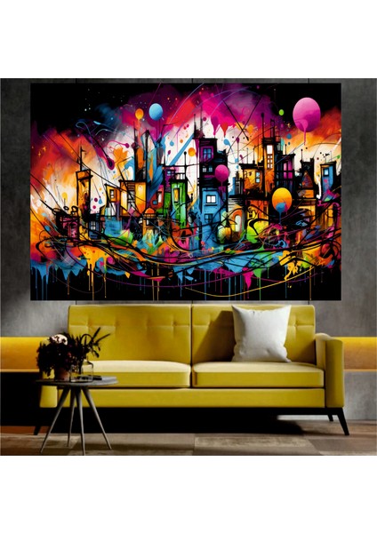 Şehir Manzaralı Sanatsal Dekoratif Duvar Tablosu
