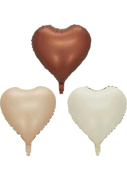 Retro Pastel Krem Karamel Çikolata Renk Kalp Balon Seti 3 Adet Doğum Günü Seti fiyatları