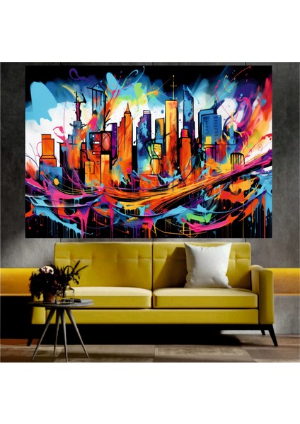 Şehir Manzaralı Sanatsal Dekoratif Duvar Tablosu