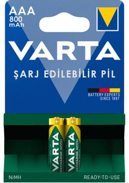 NI-MH 1.2 VOLT - 800 MAH HR03 AAA ŞARJLI 2Lİ İNCE KALEM PİL