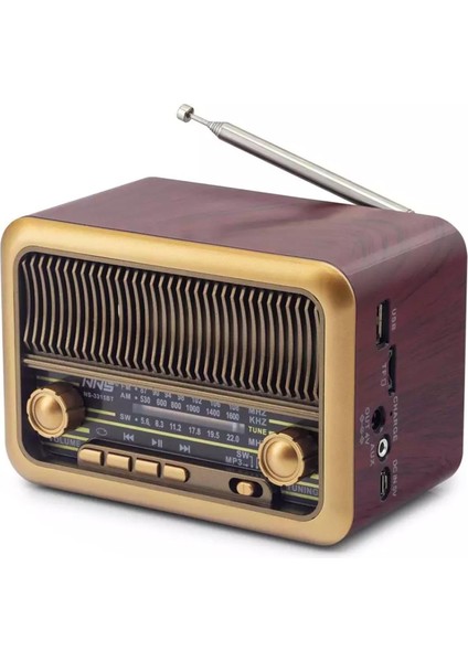 Radyo Nostalji Şarjlı Pilli Bt/usb/sd/aux Nns NS-3315BT