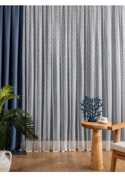 Kullanıma Hazır Gelincik Desen (1x2.5) Orta Pile Tül Perde