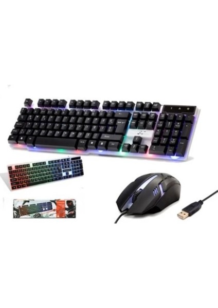 Pl-357 Led Işıklı Oyuncu Türkçe Q Klavye Mouse Set