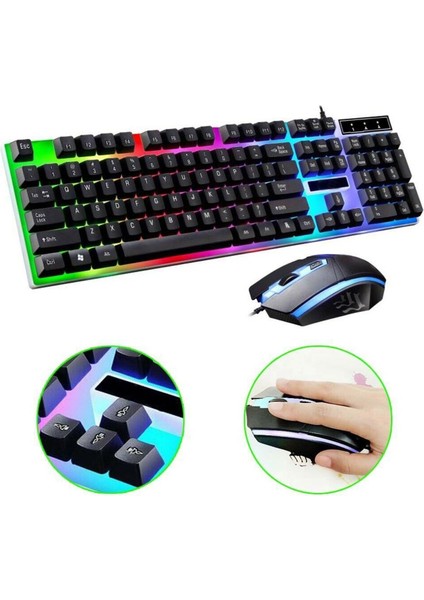 Pl-357 Led Işıklı Oyuncu Türkçe Q Klavye Mouse Set