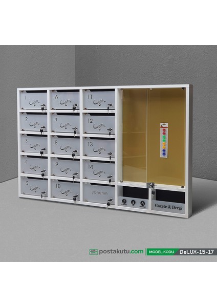 - 17 Dairelik Apartman Ilan Panolu Posta Kutusu (antrasit gri)