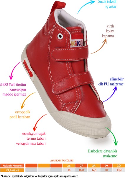 Garf Günlük Cırtlı Kız Çocuk Bot Ayakkabı Kırmızı fiyatları