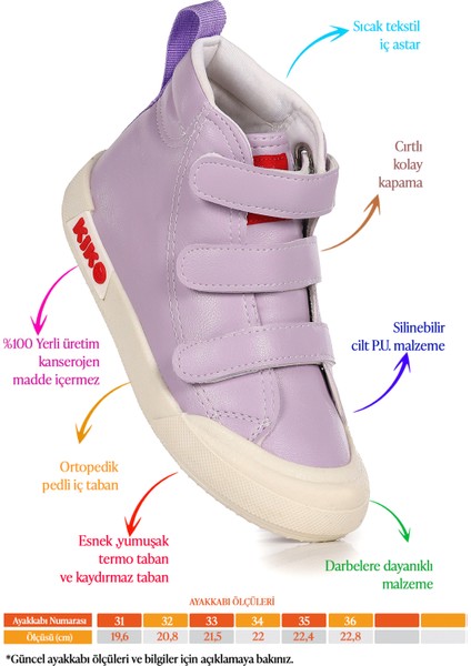 Garf Günlük Cırtlı Kız Çocuk Bot Ayakkabı Lila fiyatları