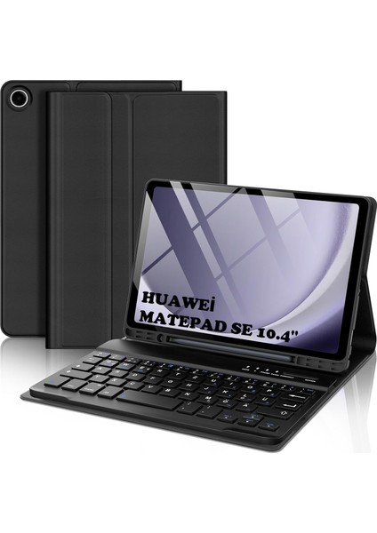 Huawei Matepad Se 10.4'' Uyumlu Bluetooth Özellikli Standlı Kalem Bölmeli Klavyeli Kılıf Manyetik