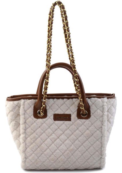 Krem Taba Kürklü Kadın Omuz Çantası C06065043097