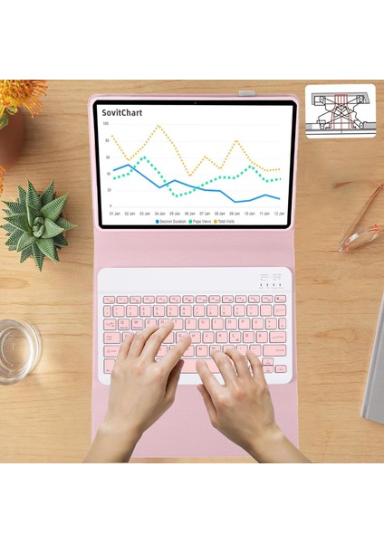 Xiaomi Pad 6 / Pad 6 Pro 11 Uyumlu Bluetooth Özellikli Standlı Kalem Bölmeli Klavyeli Kılıf Manyetik indirimleri