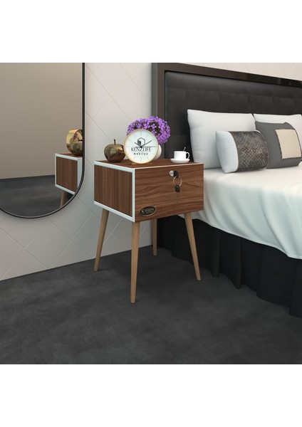 Kenzlife Komodin Kazuki Cvz 60*39*39 Komidin Ahşap Ayaklı Kitaplık Ayakkabılık Kapaklı Arkalıklı