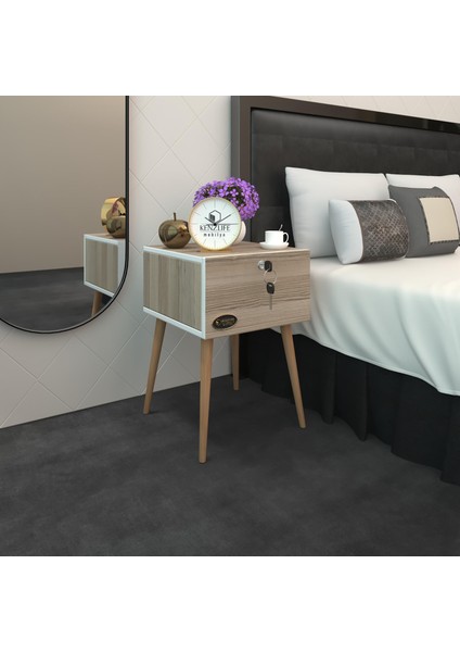 Kenzlife Komodin Kazuki Crd 60*39*39 Komidin Ahşap Ayaklı Kitaplık Ayakkabılık Kapaklı Arkalıklı