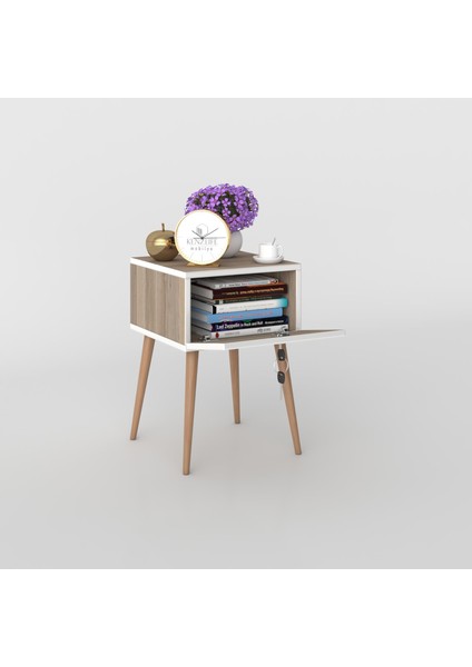 Kenzlife Komodin Kazuki Crd 60*39*39 Komidin Ahşap Ayaklı Kitaplık Ayakkabılık Kapaklı Arkalıklı