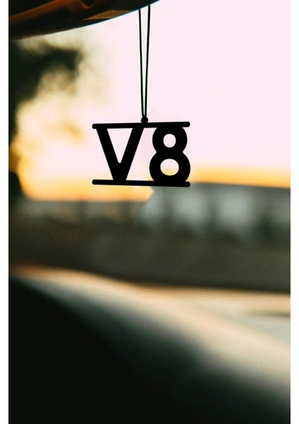 Metal V8 Motifli Dikiz Aynası Süsü Oto Aksesuar Araba Süsü