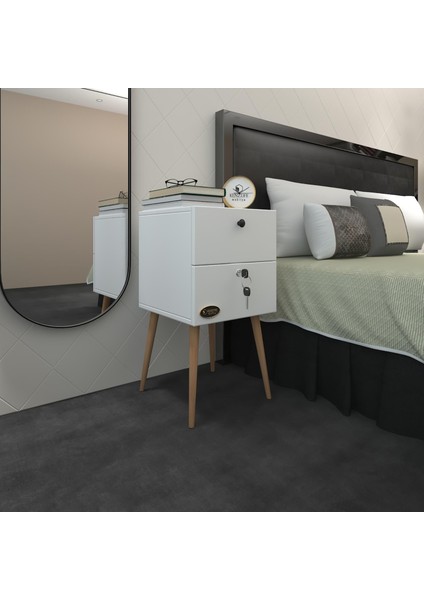 Kenzlife Komodin Kilitli Sakura Byz 74*39*39 Komidin Ahşap Ayaklı Kitaplık Ayakkabılık Kapaklı Arkalıklı