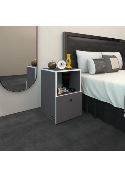 Kenzlife Komodin Yokatta Gri 60*39*39 Komidin Kitaplık Ayakkabılık Kapaklı Arkalıklı