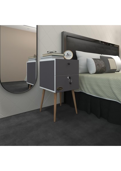 Kenzlife Komodin Kilitli Sakura Gri 74*39*39 Komidin Ahşap Ayaklı Kitaplık Ayakkabılık Kapaklı Arkalıklı fiyatları